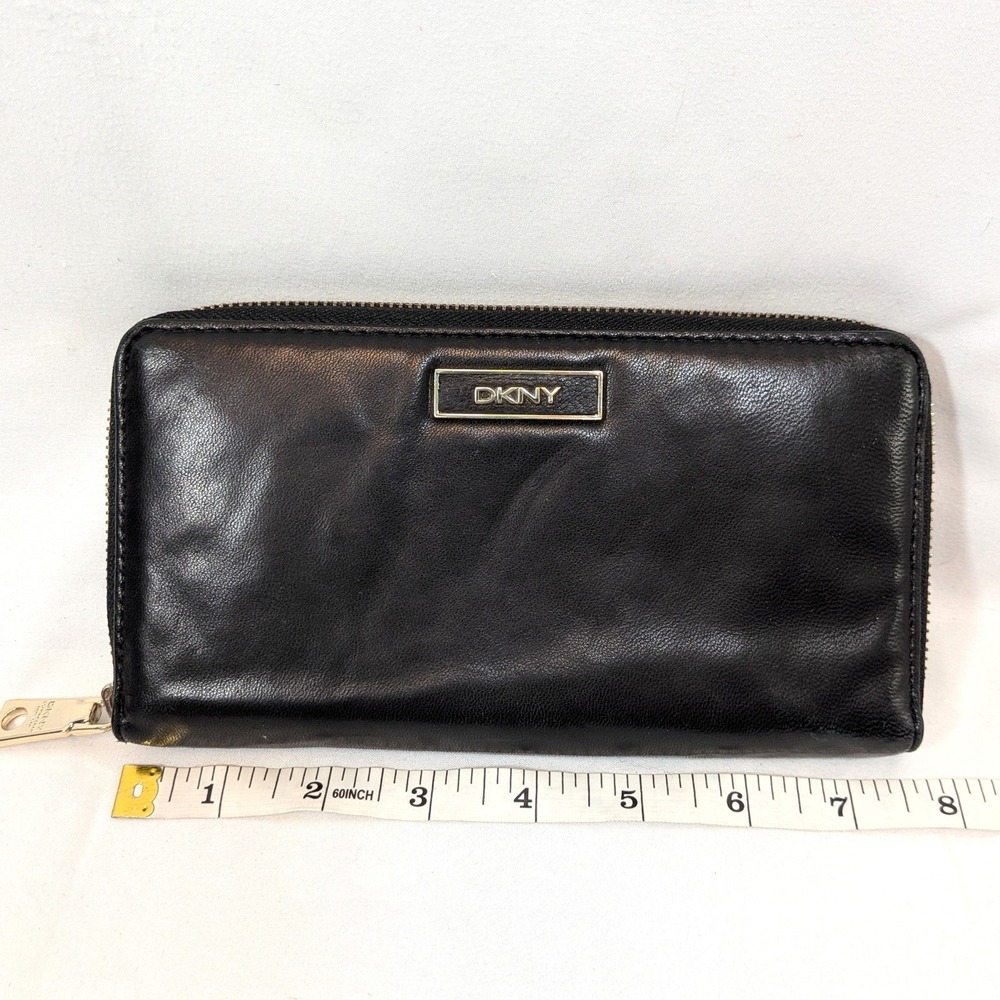 DKNY Black Leather Wallet NWT; Zip Around Continental Organizer